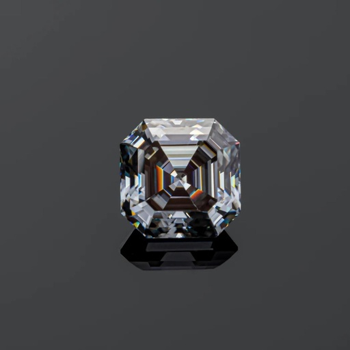Loose Moissanite Grey Clean Asscher Cut 10.50 MM