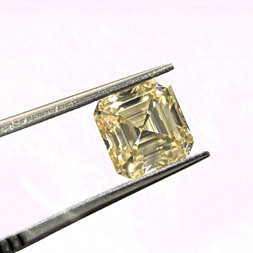 Loose Moissanite Off White Yellow Clean Asscher Cut 6.00 MM
